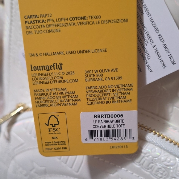 Loungefly White Embossed Rainbow Tote - Picture 2 of 8